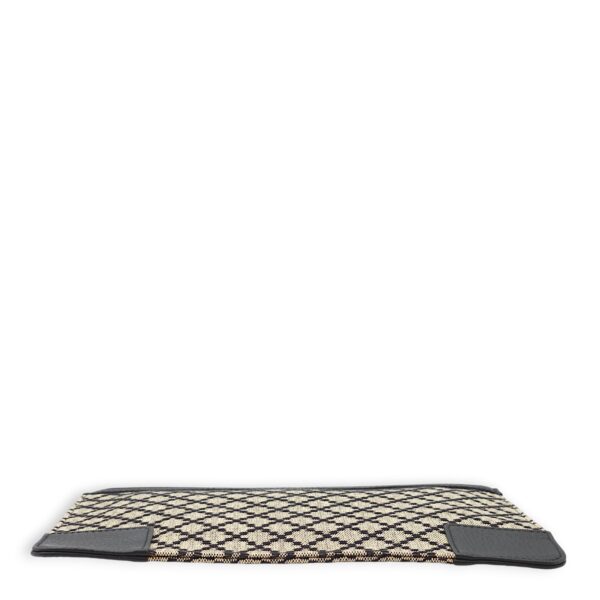 Zipped Black/Brown Pouch in Fabric, Palladium hardware - Image 5