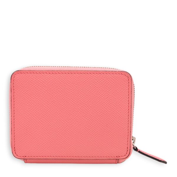 Zipped Pink Wallet in Calfskin, Palladium hardware - Image 2