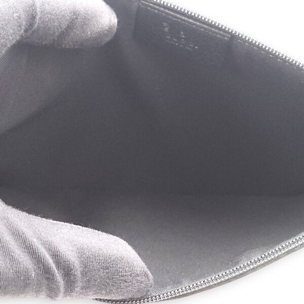 Zipped Black/Brown Pouch in Fabric, Palladium hardware - Image 6