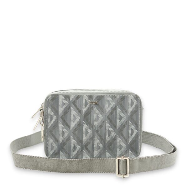 Zipped Pouch Grey Crossbody Bag in Coated Canvas, Palladium hardware - Image 12