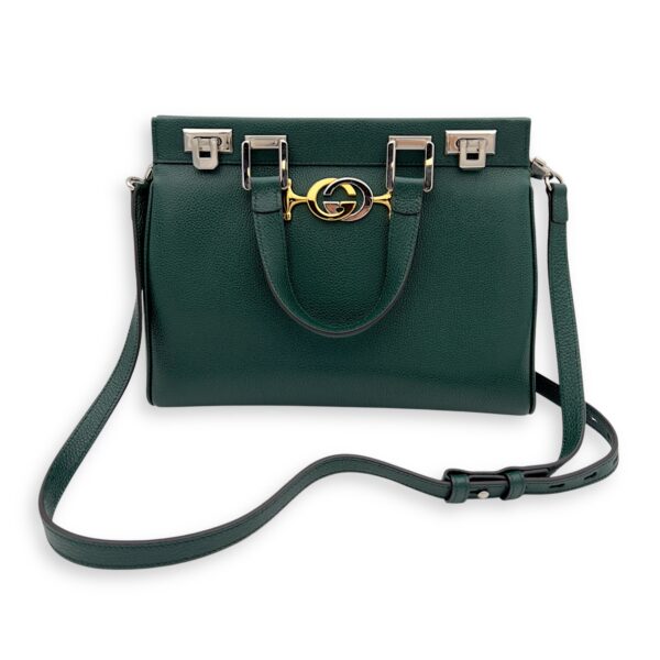 Zumi Top Handle Bag Green in Calfskin, Gold hardware - Image 7